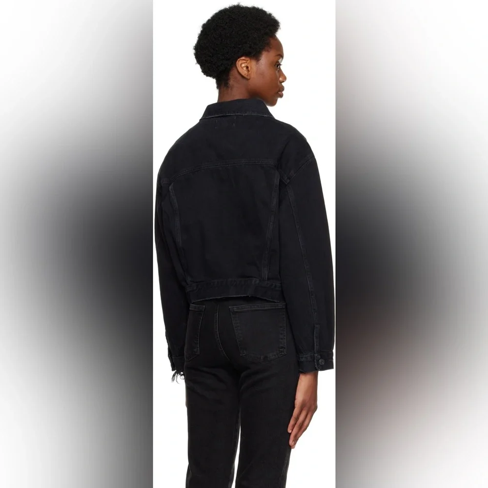 Agolde Shrunken Charli Denim Jean Jack in Distressed Black - Picture 6 of 10
